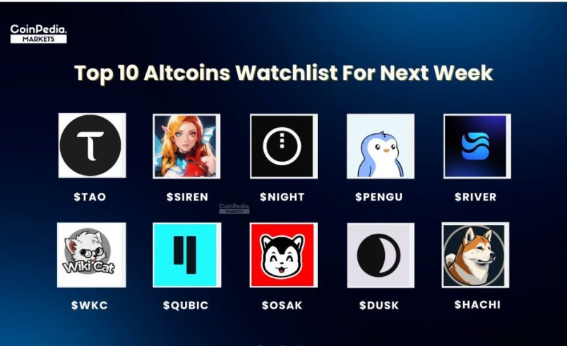 CP Markets Top 10 Crypto Altcoins Watchlist For Next Week With Price Target.